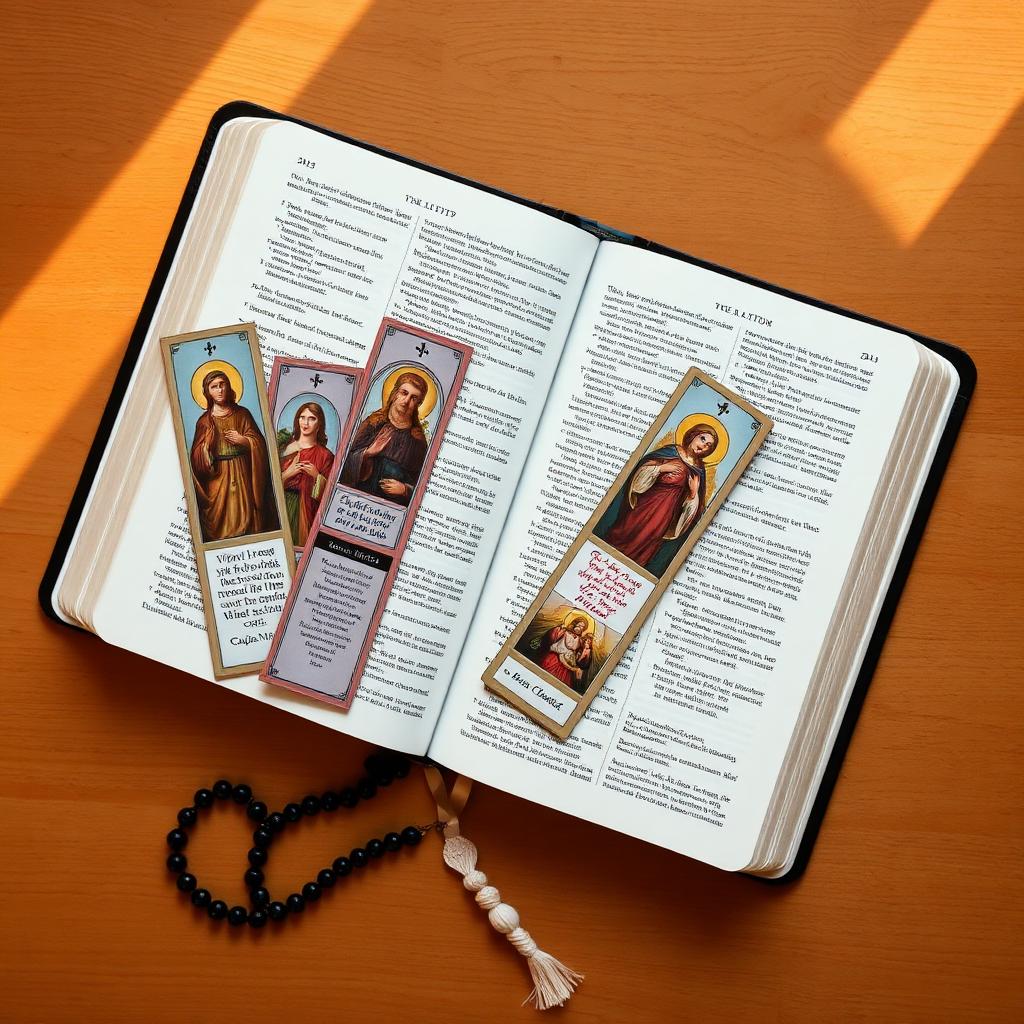 Bíblia aberta com vários marcadores devocionais