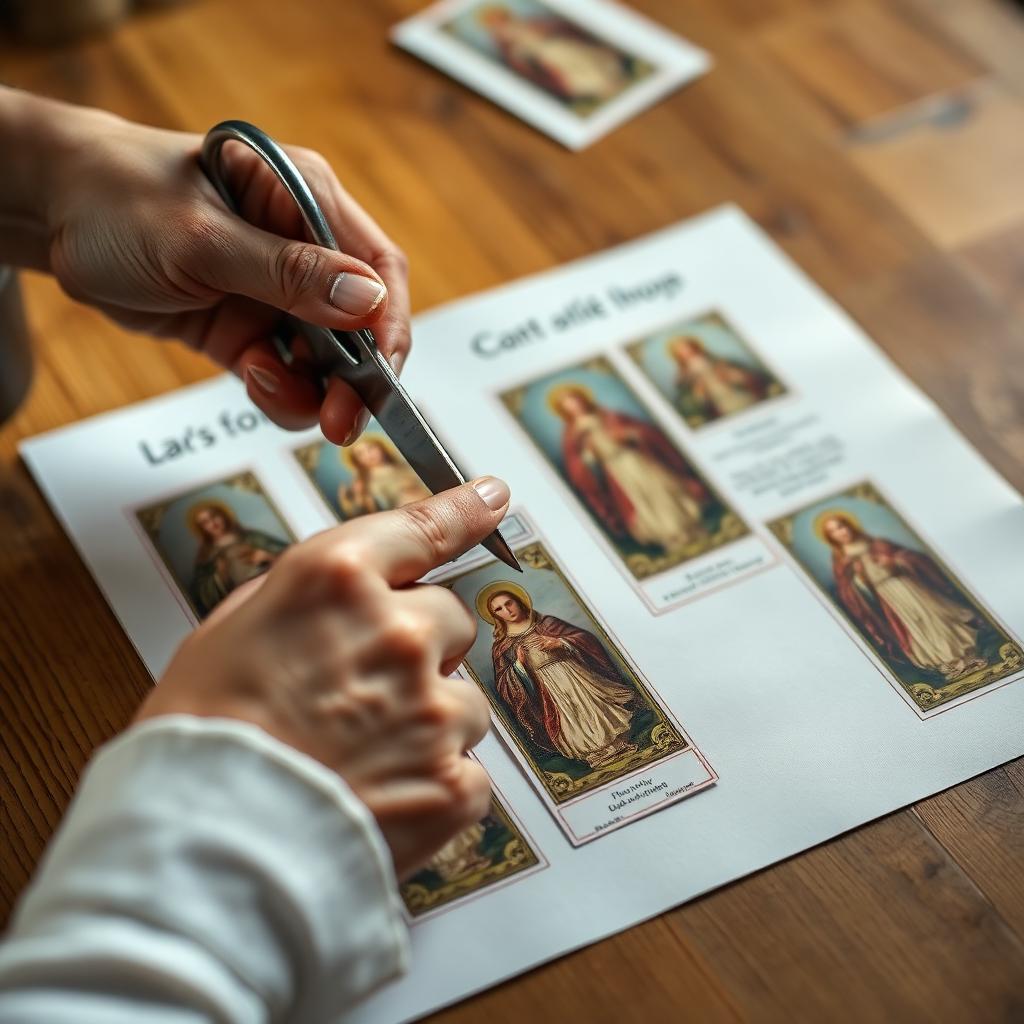 Cliente recortando os marcadores impressos